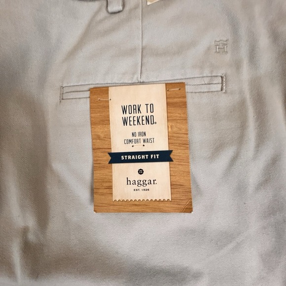 NEW Haggar Work To Weekend Light  Khaki Pants 42x30 Tan Straight Fit NWT No Iron - Picture 14 of 16